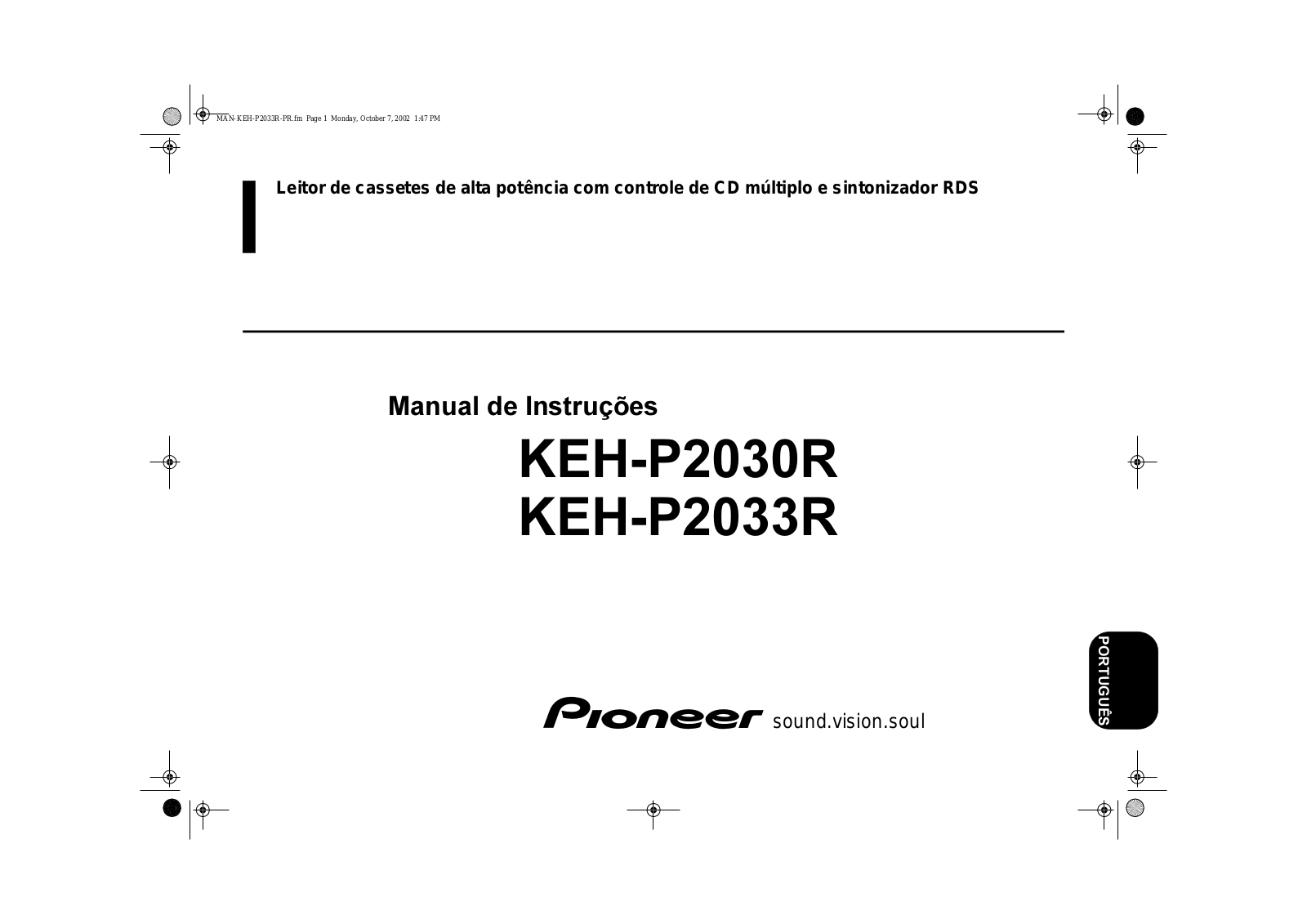 Pioneer KEH-P2033R, KEH-P2030R User Manual