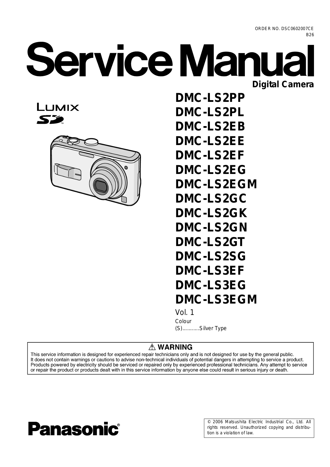 PANASONIC DMC-LS2, DMC-LS3 Service Manual