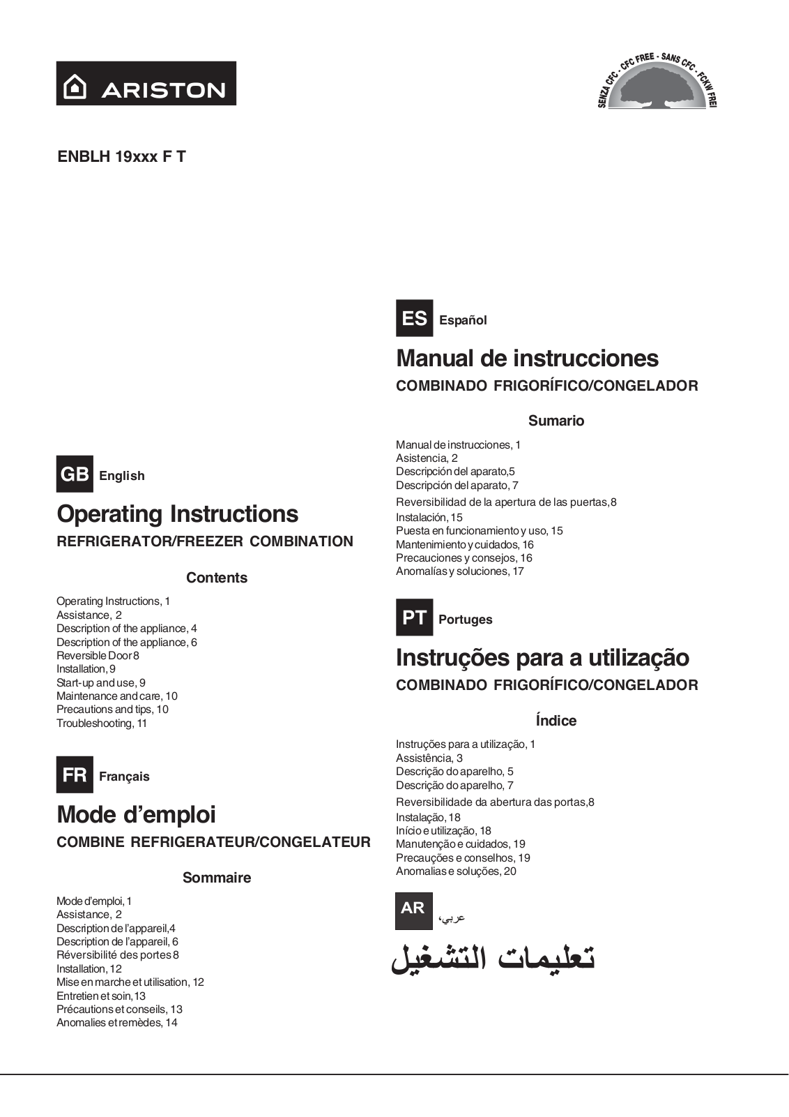 Hotpoint ENBLH 19122 F T, ENBLH 19112 F T User Manual