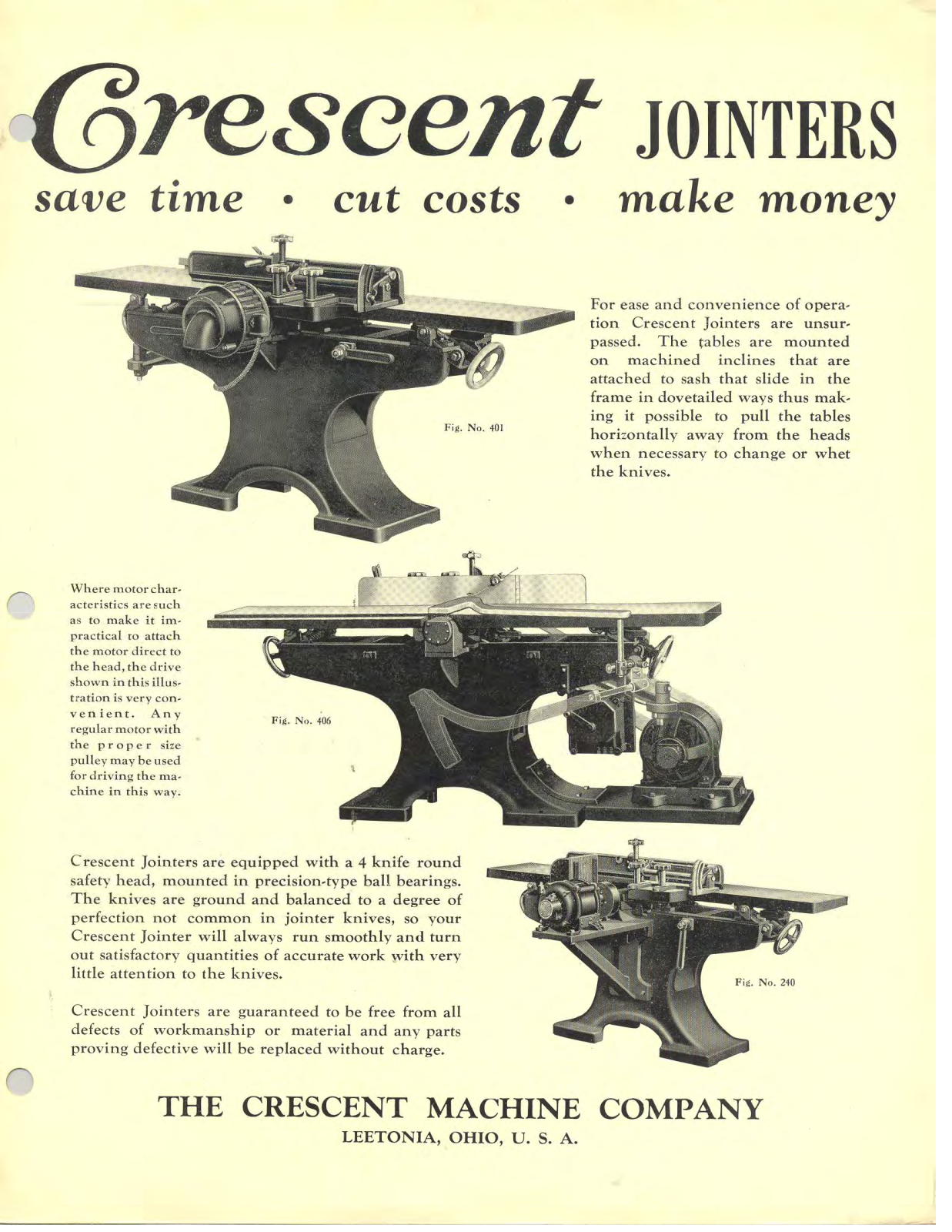 Crescent Machine 1939 - Crescent Jointers Jointers - ManualMachine.com