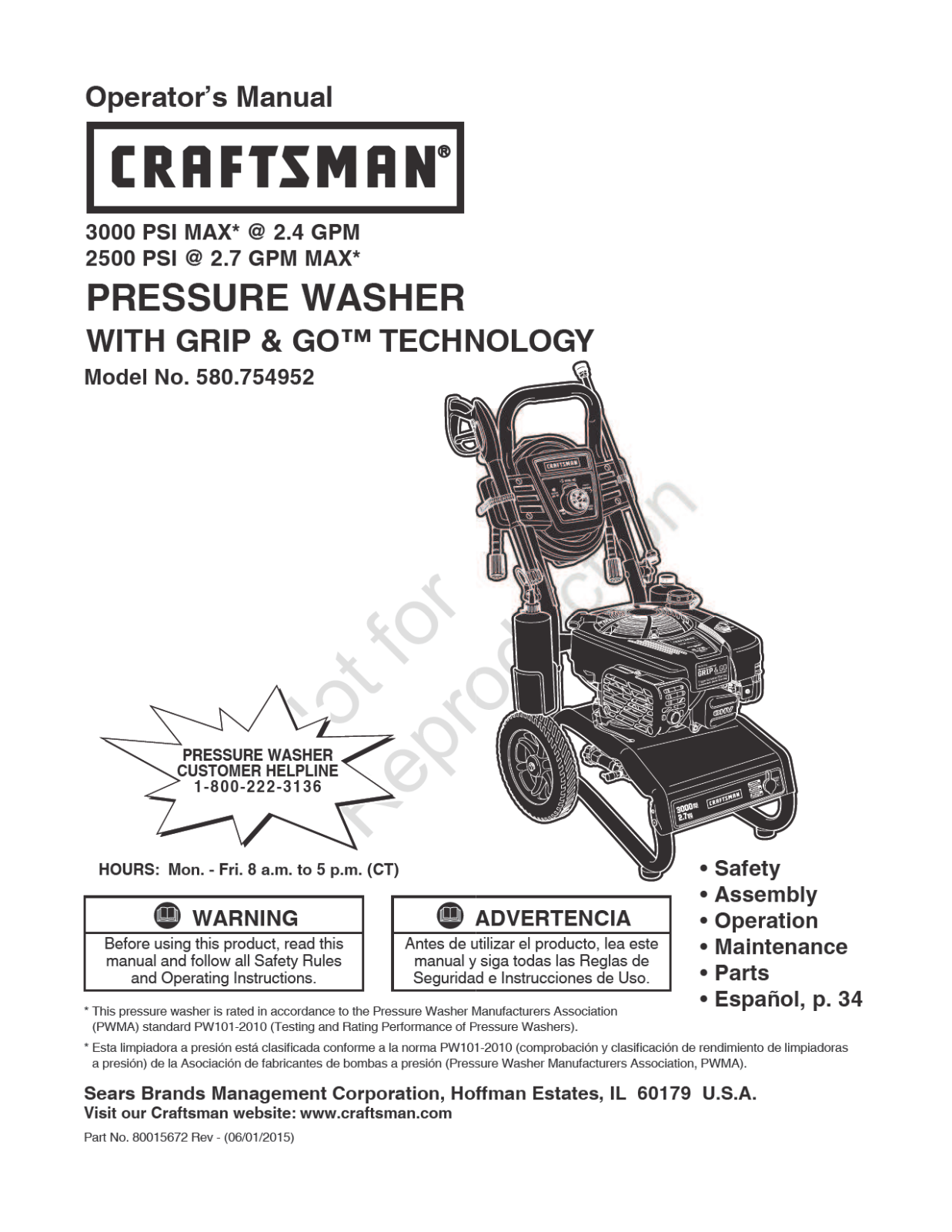 Craftsman 580754952 Owner’s Manual