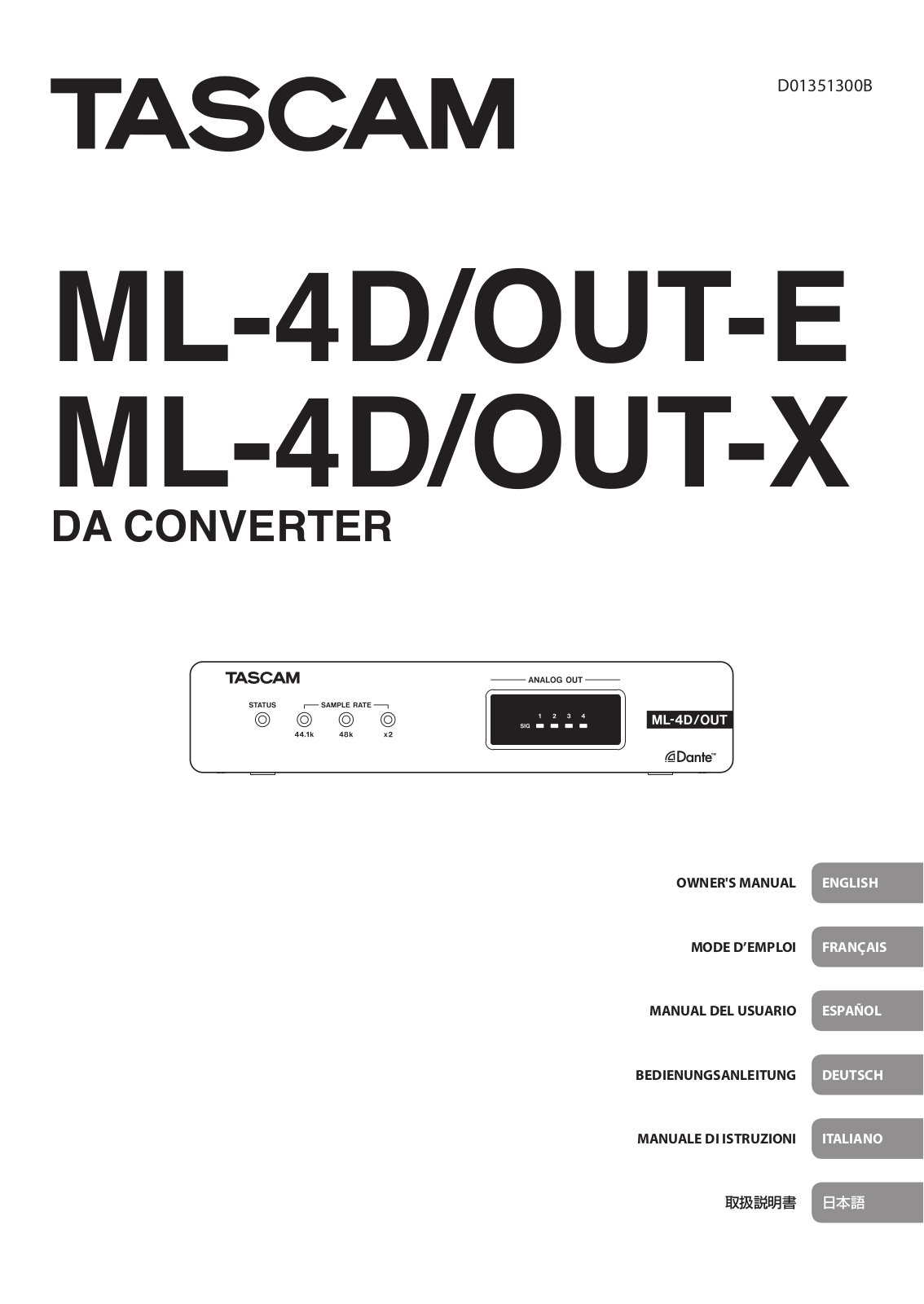 Tascam ML-4D Users Manual