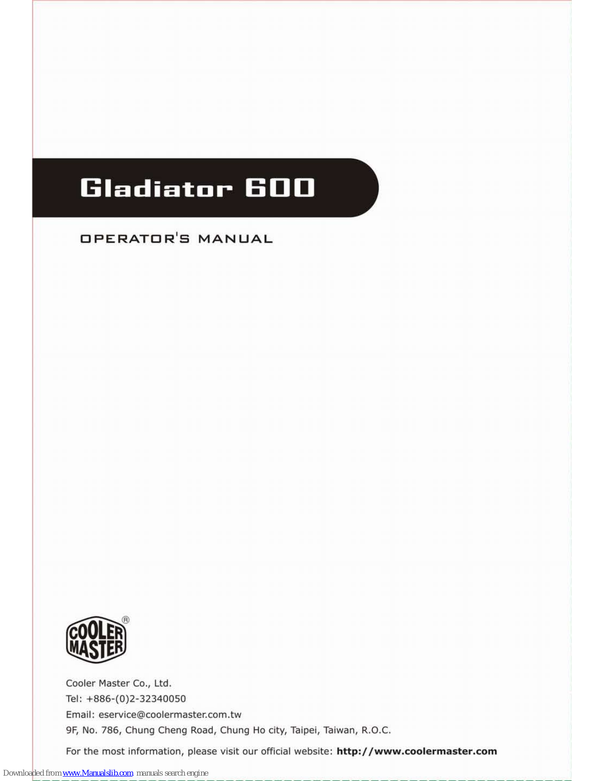 Cooler Master Gladiator 600 Operator's Manual