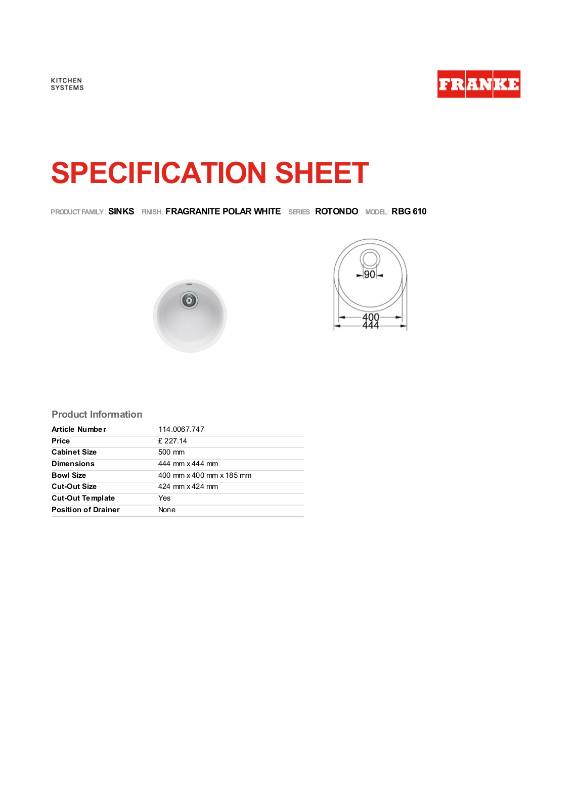 Franke Foodservice RBG 610 User Manual