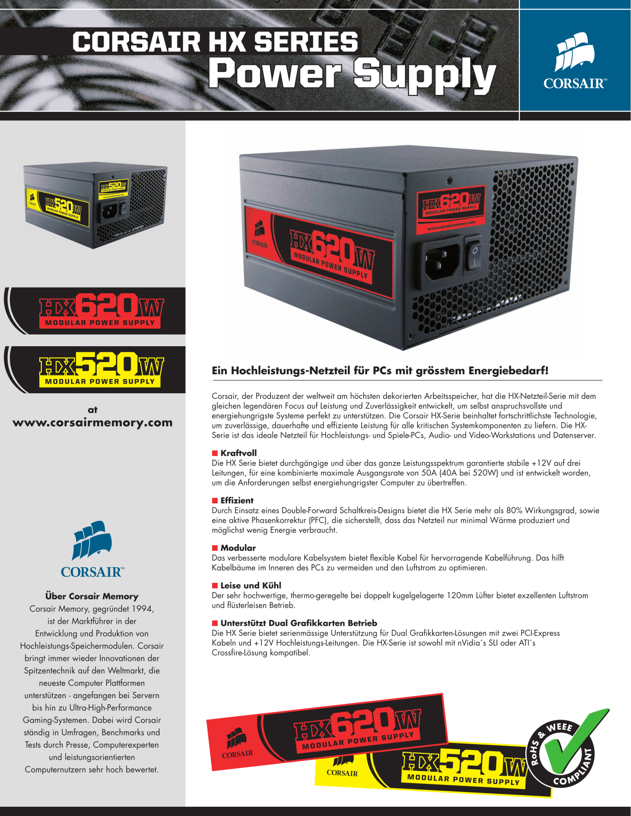 Corsair HX620W, HX520W BROCHURE