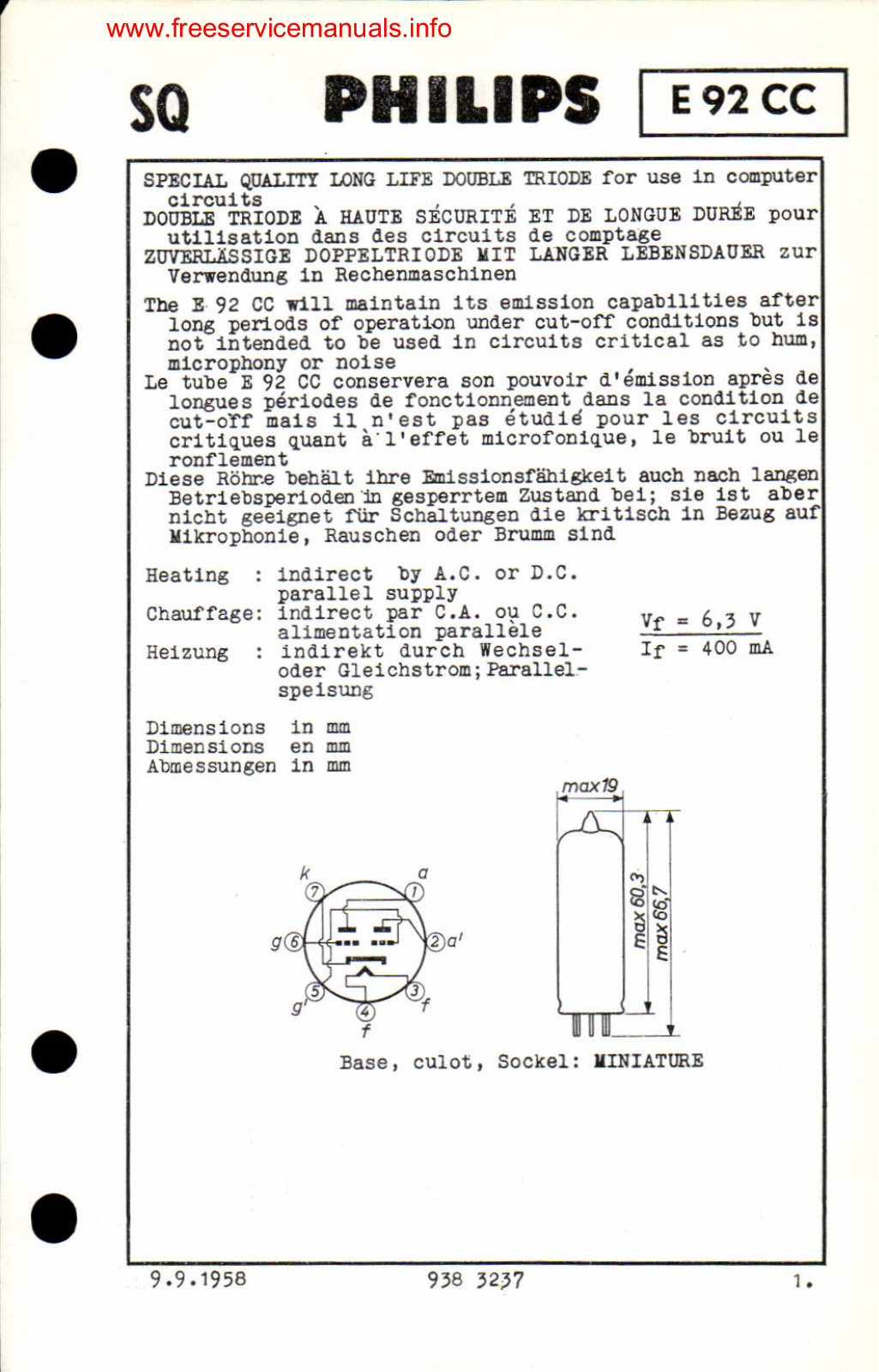 Philips e92cc DATASHEETS