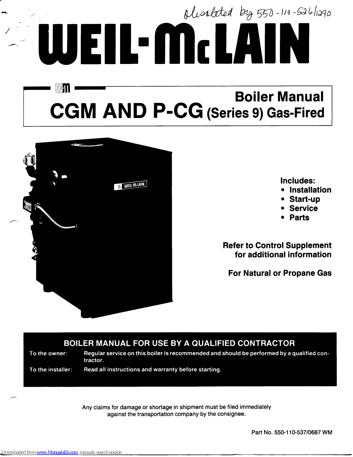 Weil-McLain CGM-25, CGM-3, CGM-4, CGM-5, CGM-6 Owner's Manual