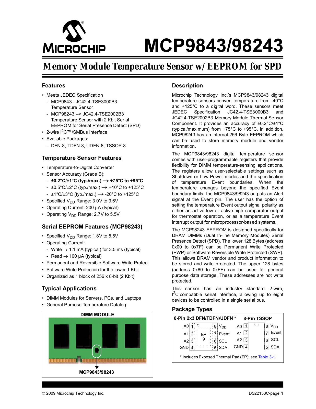 MICROCHIP MCP9843, MCP98243 User Manual