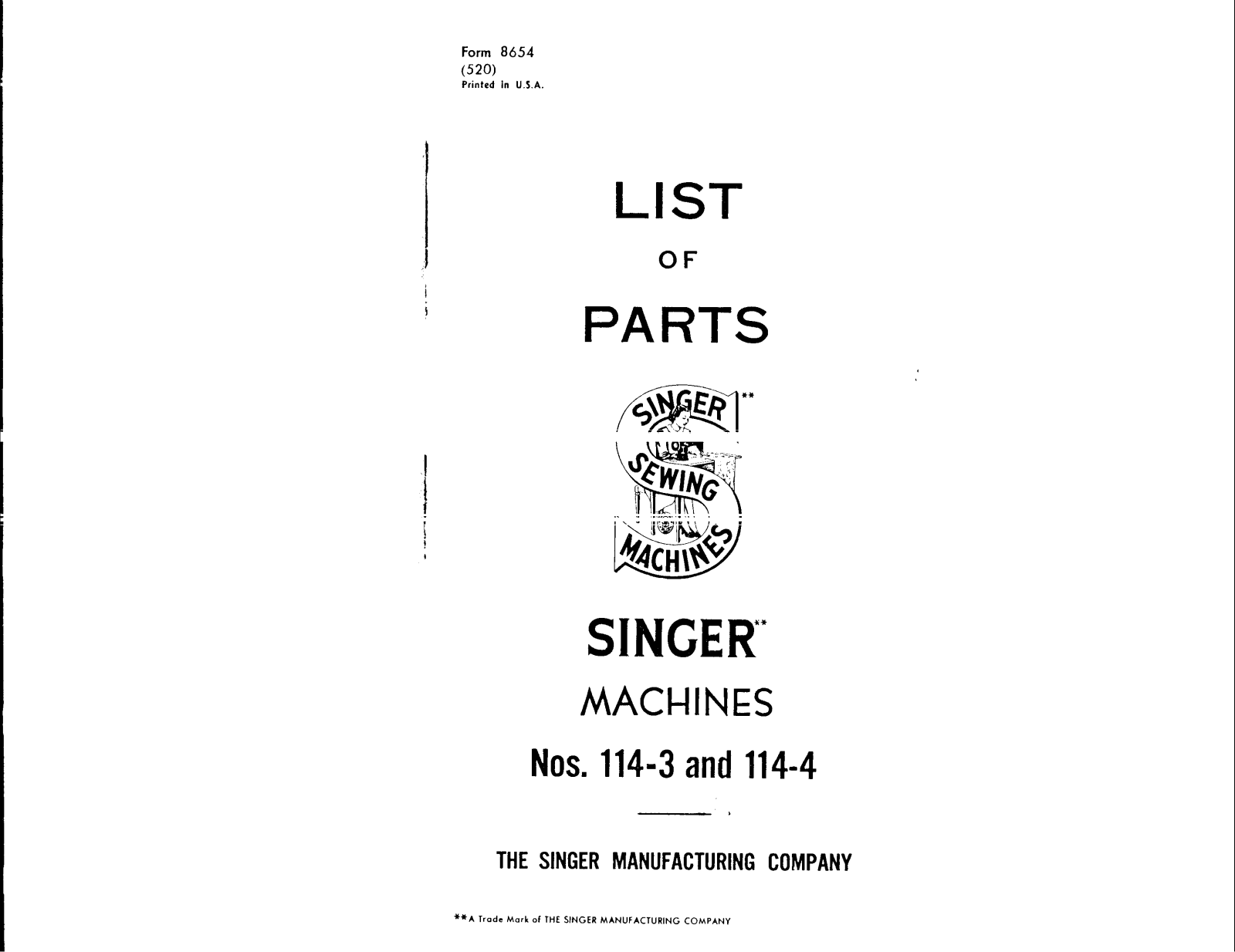 Singer 114-4 User Manual