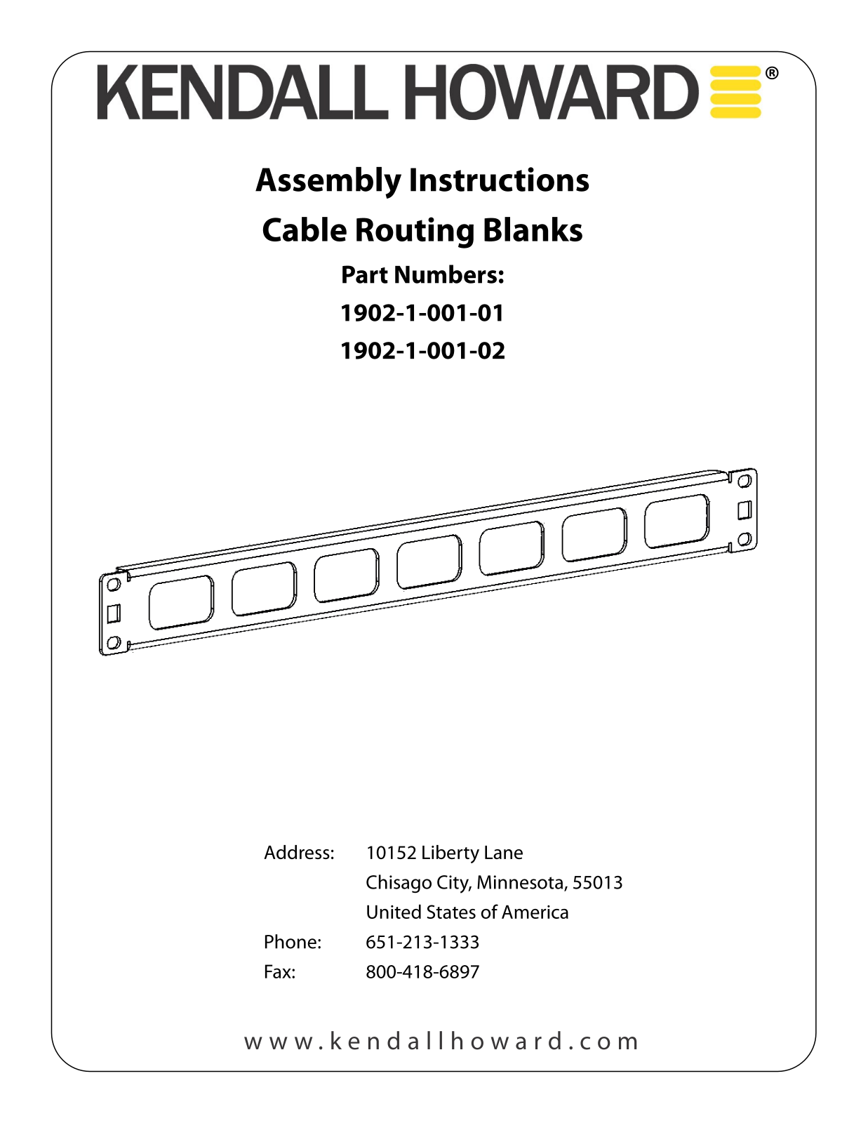 Kendall Howard 1902-1-001-0x User Manual