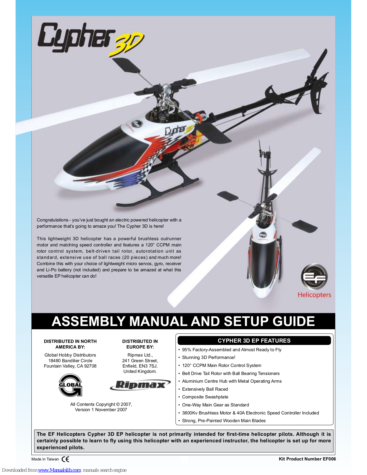 EF Cypher 3D Assembly Manual And Setup Manual