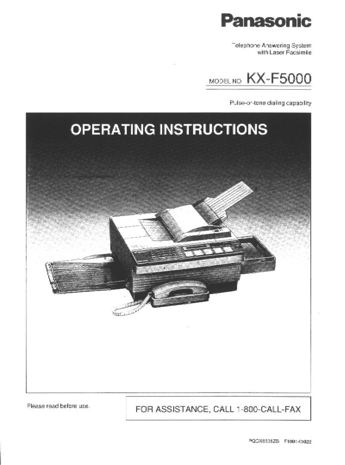 Panasonic KX-F5000 Operating Instruction