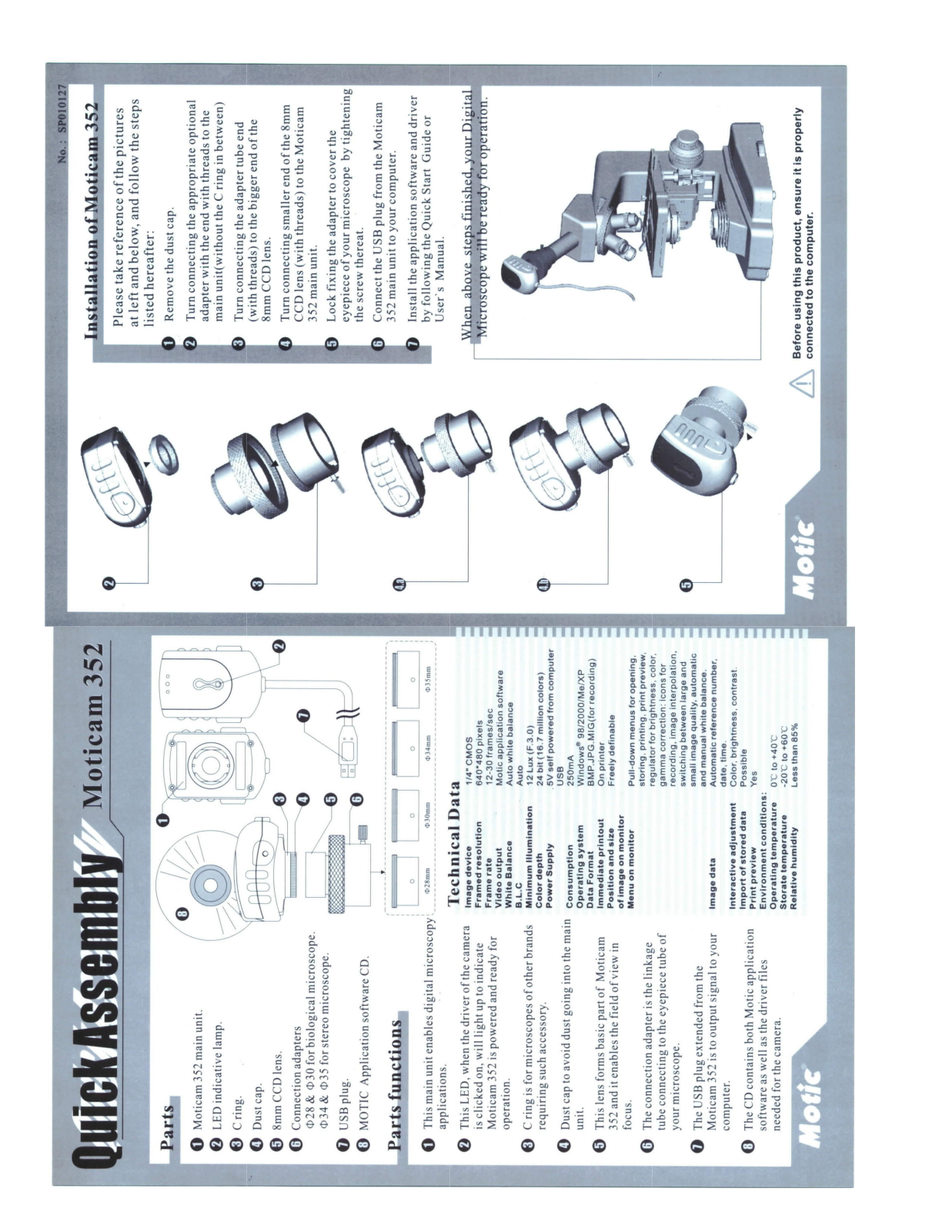 Motic Instruments Moticam 352 Quick Assembly