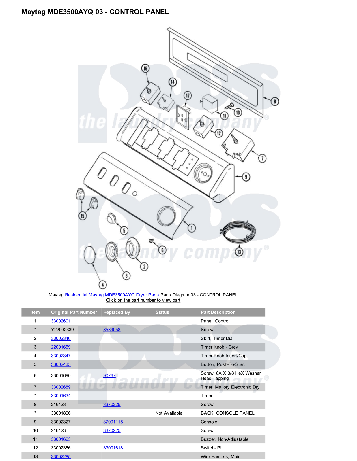 Maytag MDE3500AYQ Parts Diagram