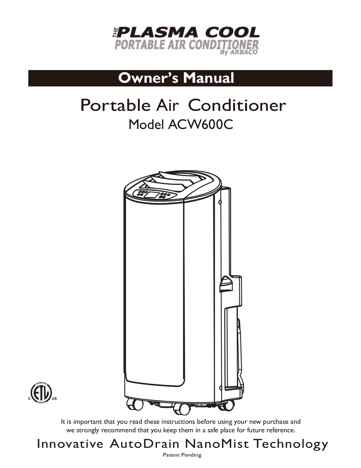 American Comfort ACW600C User Manual