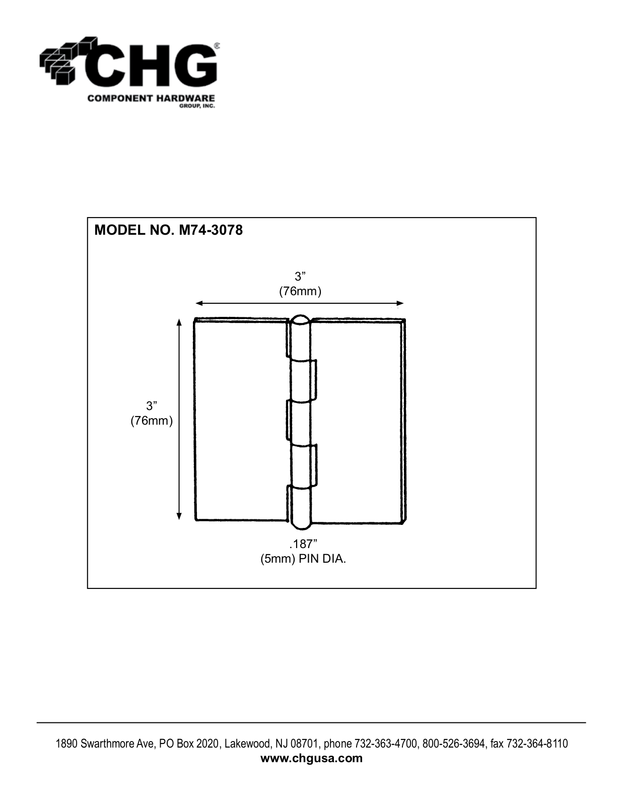 Component Hardware M74-3078 User Manual