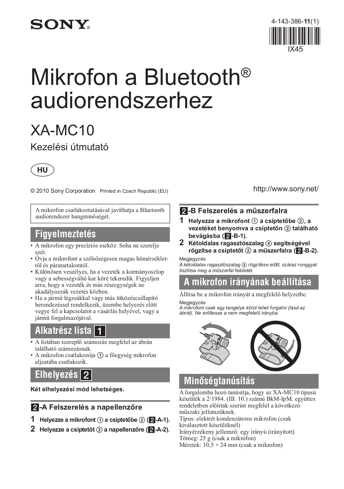 Sony XA-MC10 User Manual