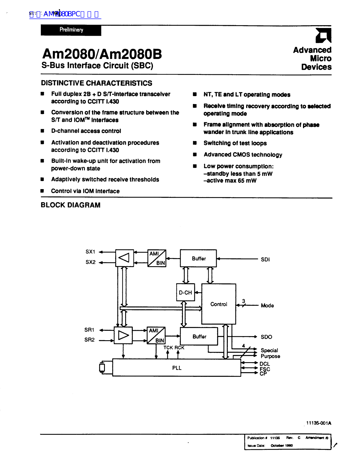 ADVANCED Micro devices Am2080, Am2080B Service Manual