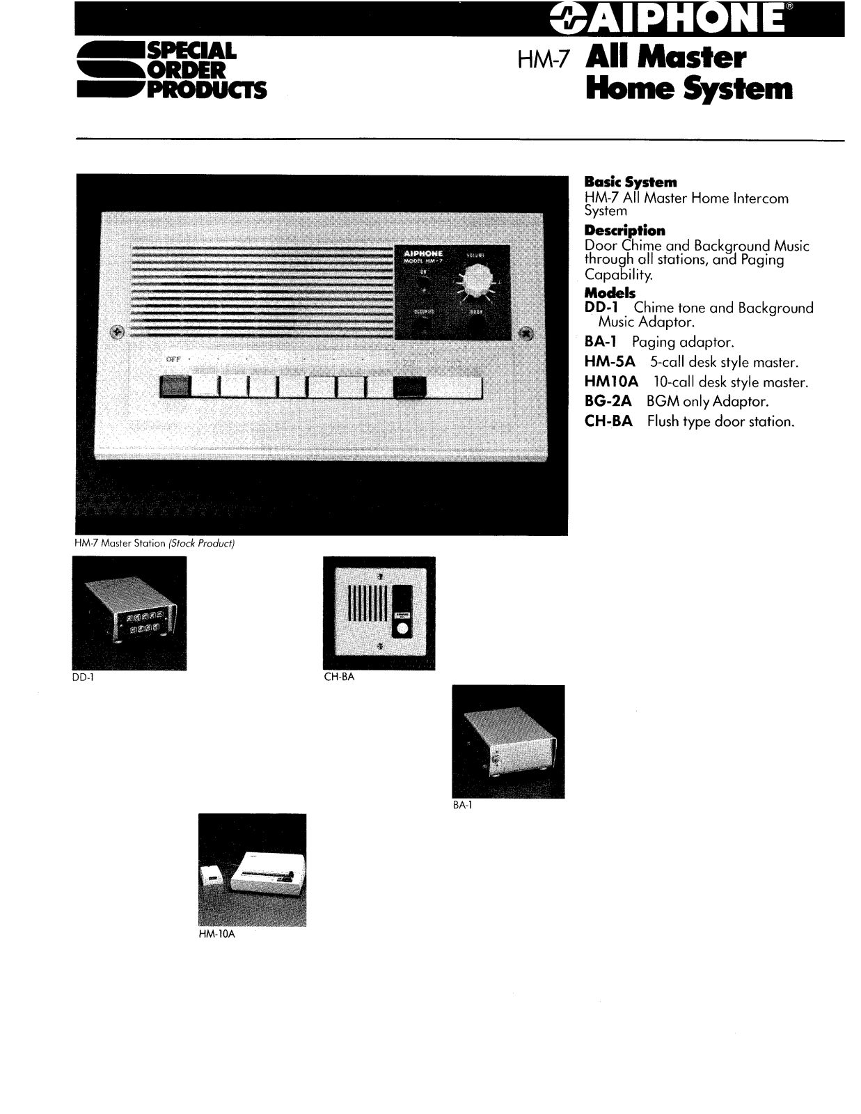 Aiphone HM-7 INSTALLATION INSTRUCTIONS