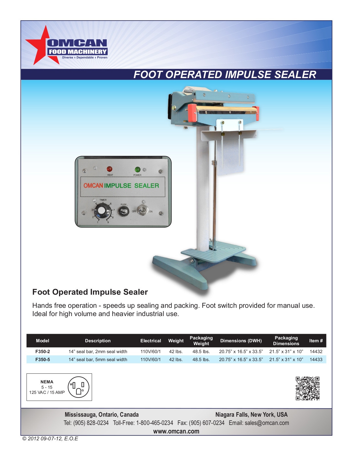 Omcan Food Machinery F350-2 User Manual