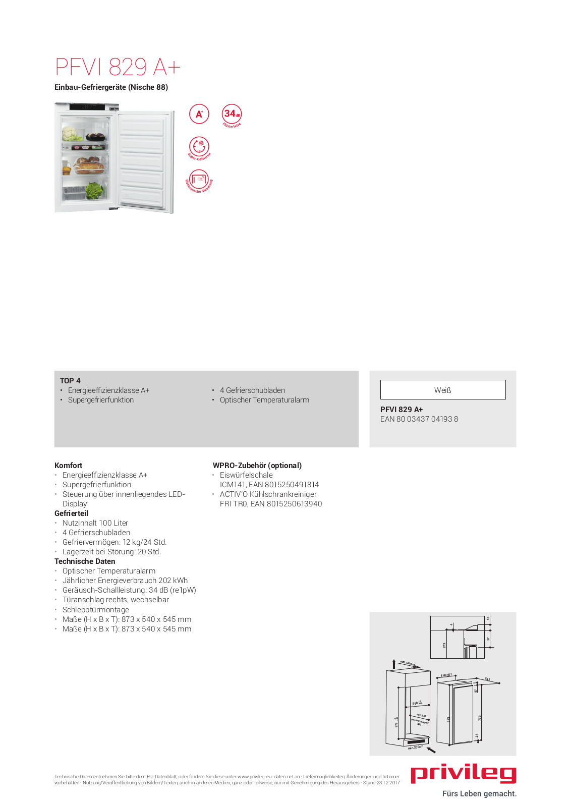 Privileg PFVI 829 A+ User Manual