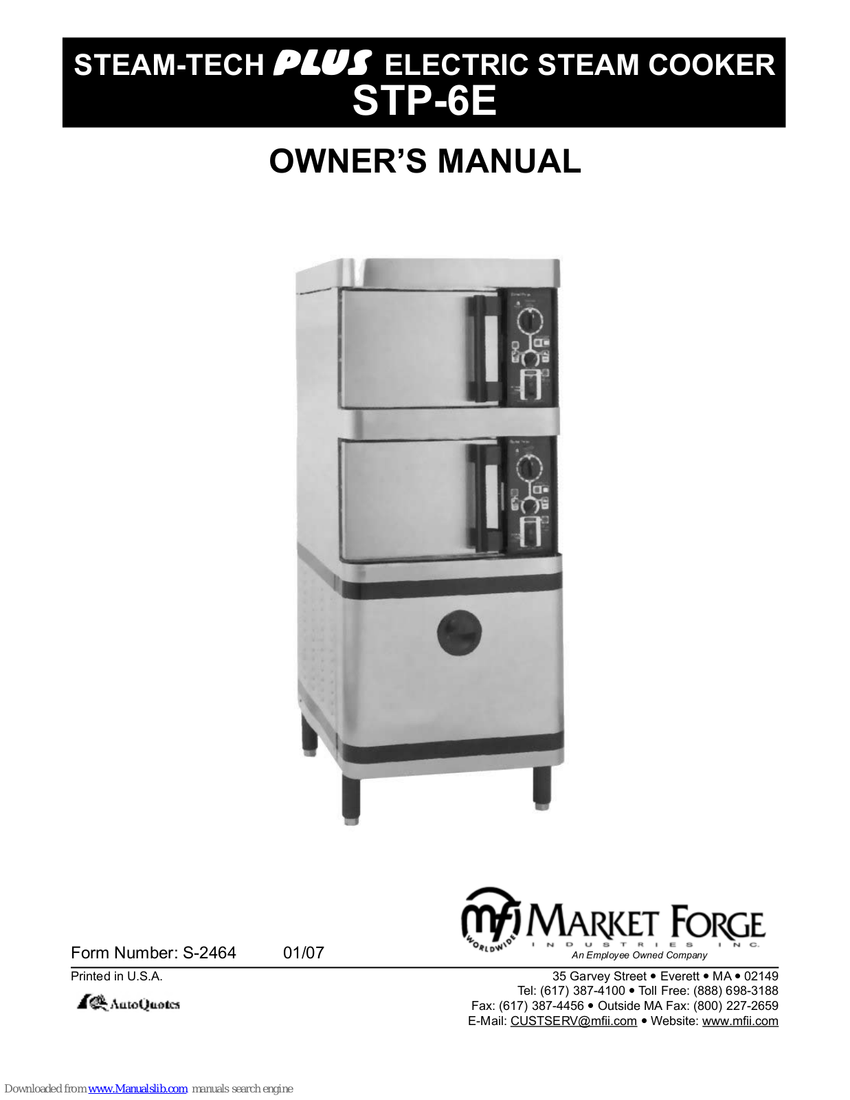 Market Forge Industries STP-6E Owner's Manual