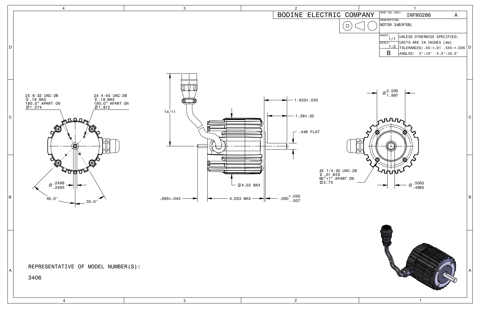 Bodine 3406 Reference Drawing