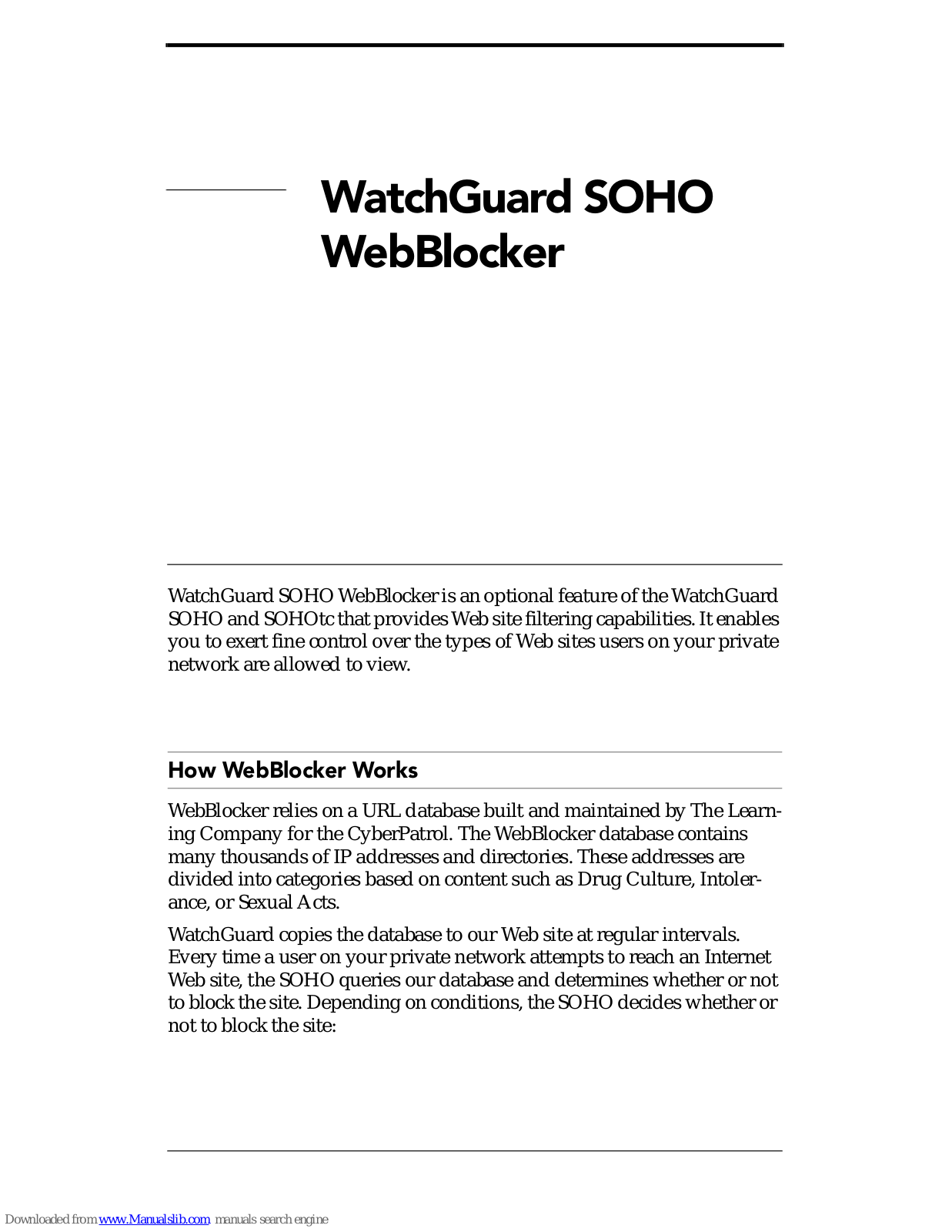 Watchguard SOHO, SOHOtc Features Manual