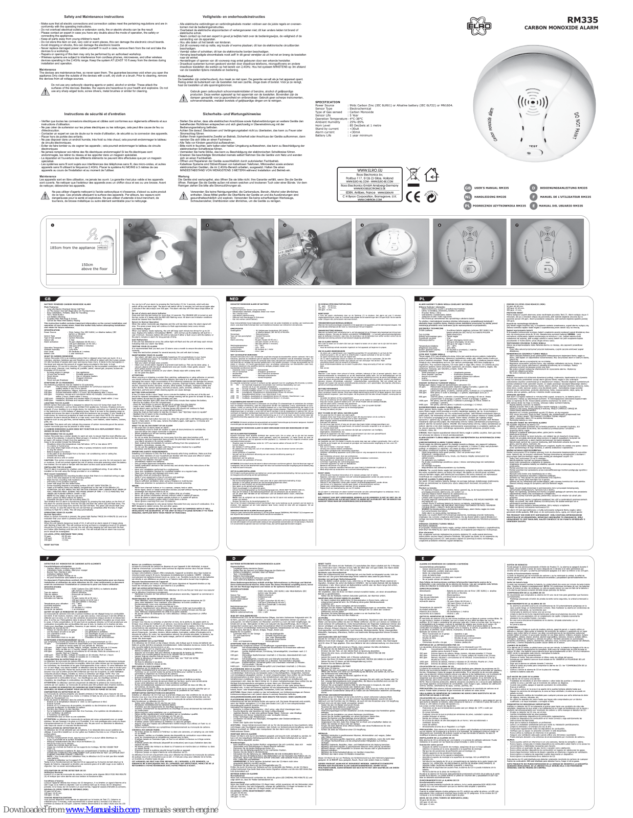 ELRO RM335 User Manual