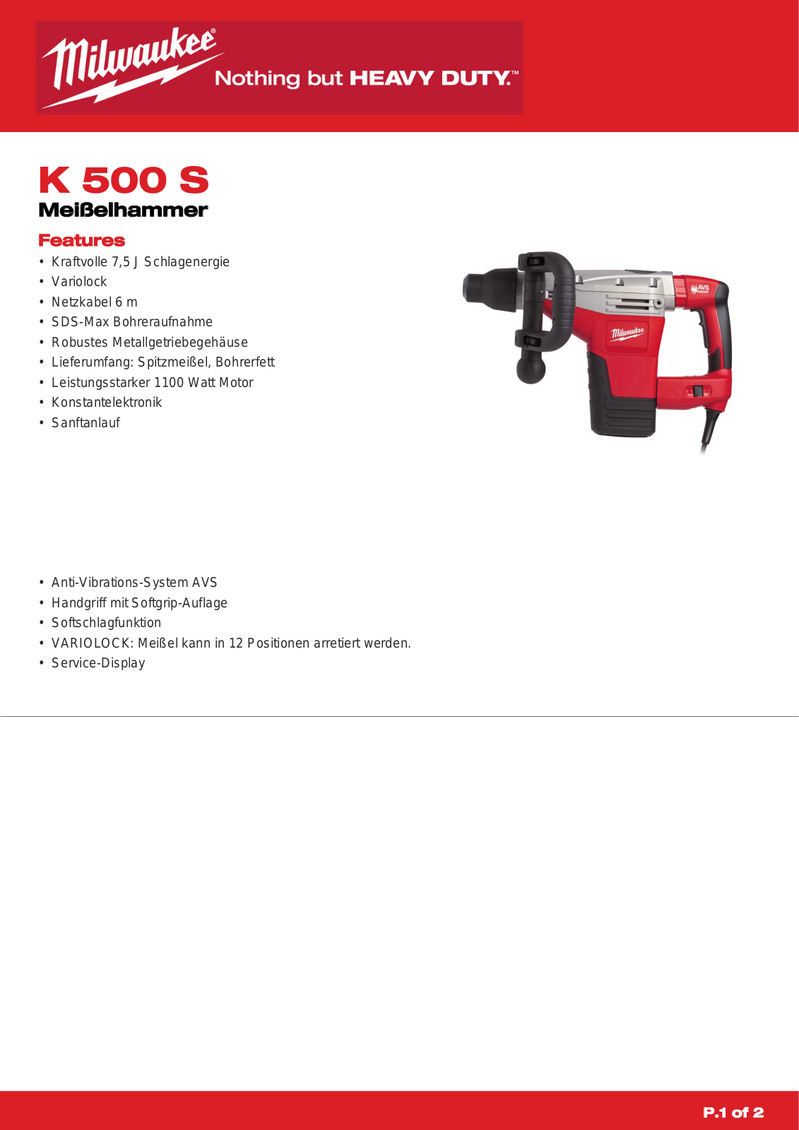 Milwaukee Kango 500 S User Manual