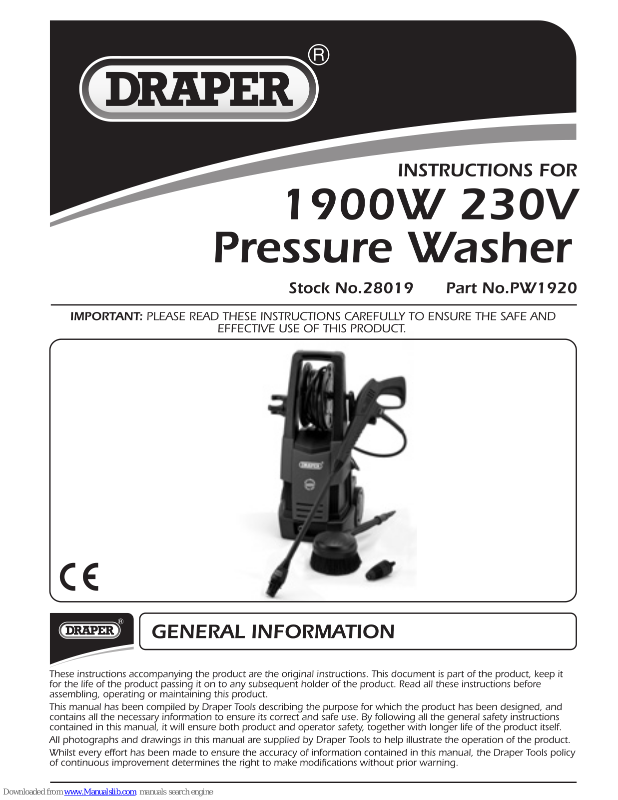 Draper PW1920 Instructions For - ManualMachine.com