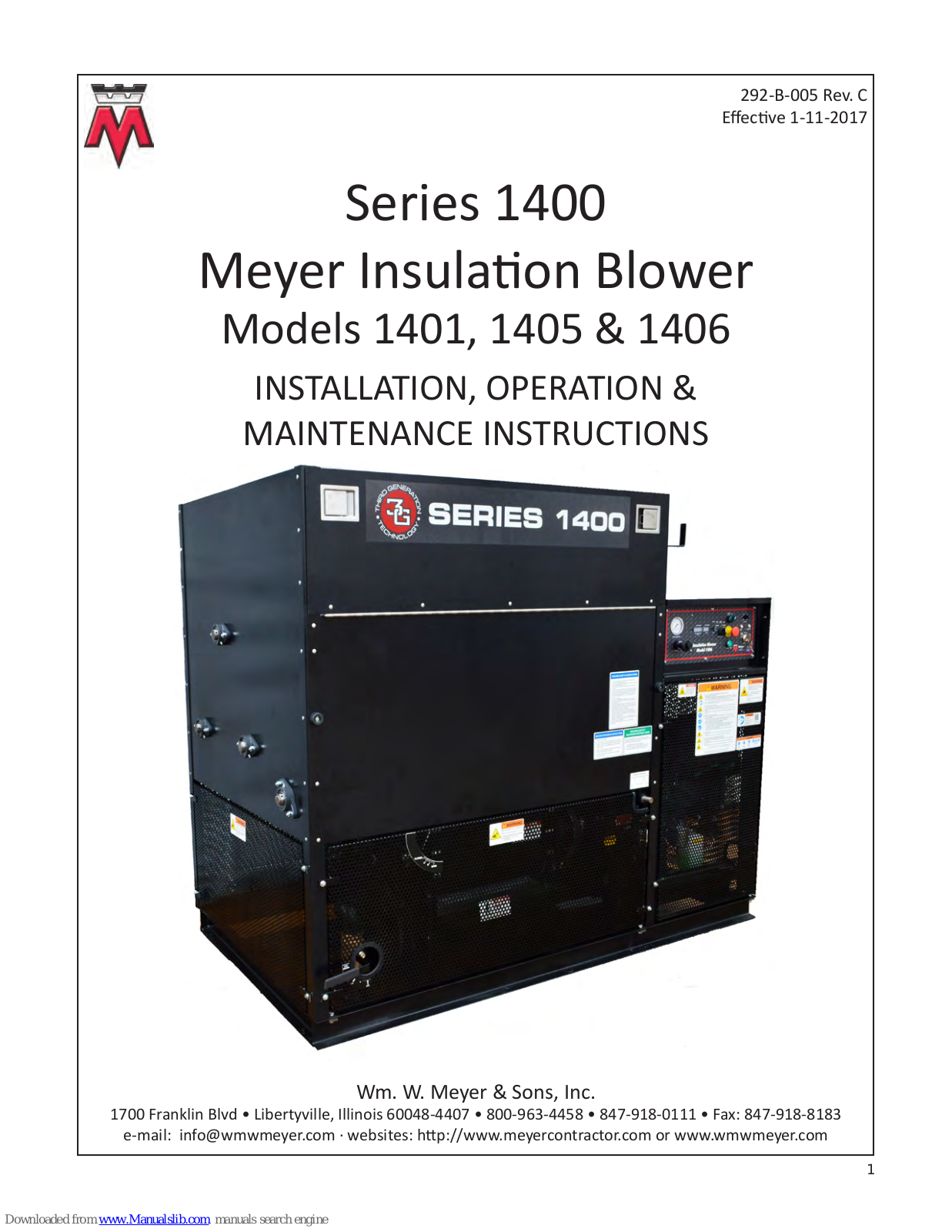 Meyer 1400, 1401, 1405, 1406, 550 Instructions Manual