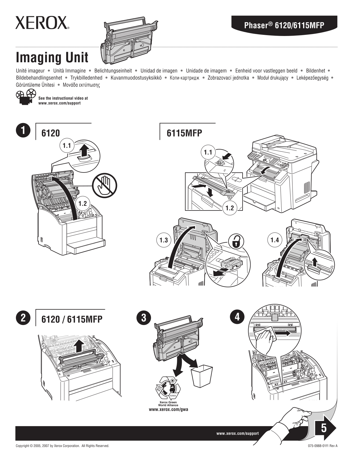 Xerox Imaging Unit Installation Instructions