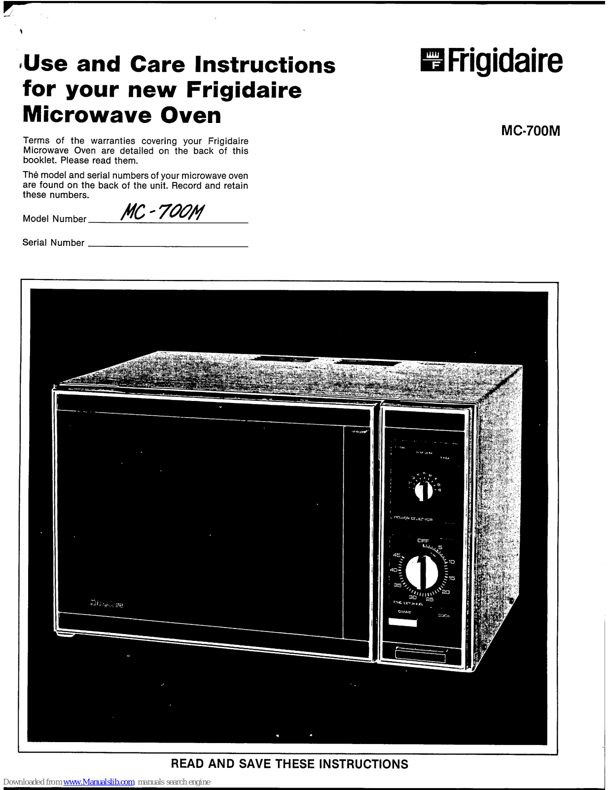 Frigidaire MC-700M Use And Care Instructions Manual