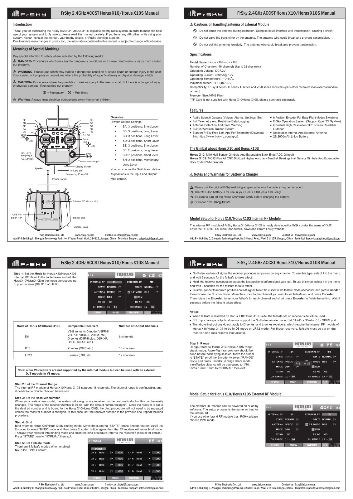 Frsky X10, X10S User Manual