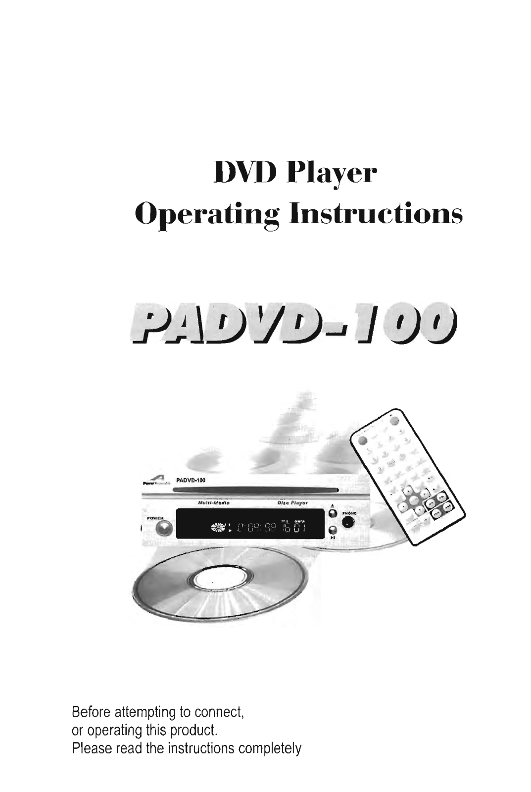 Power Acoustik PADVD-100 Operating Instruction