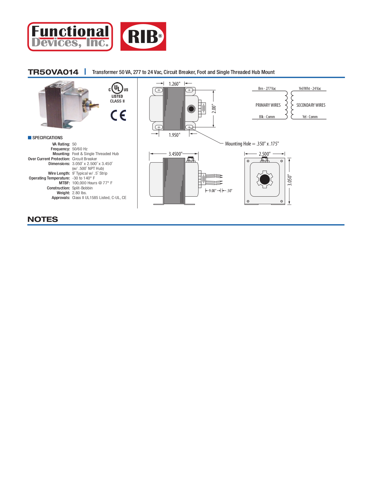 Schneider Electric TR50VA014 Data Sheet