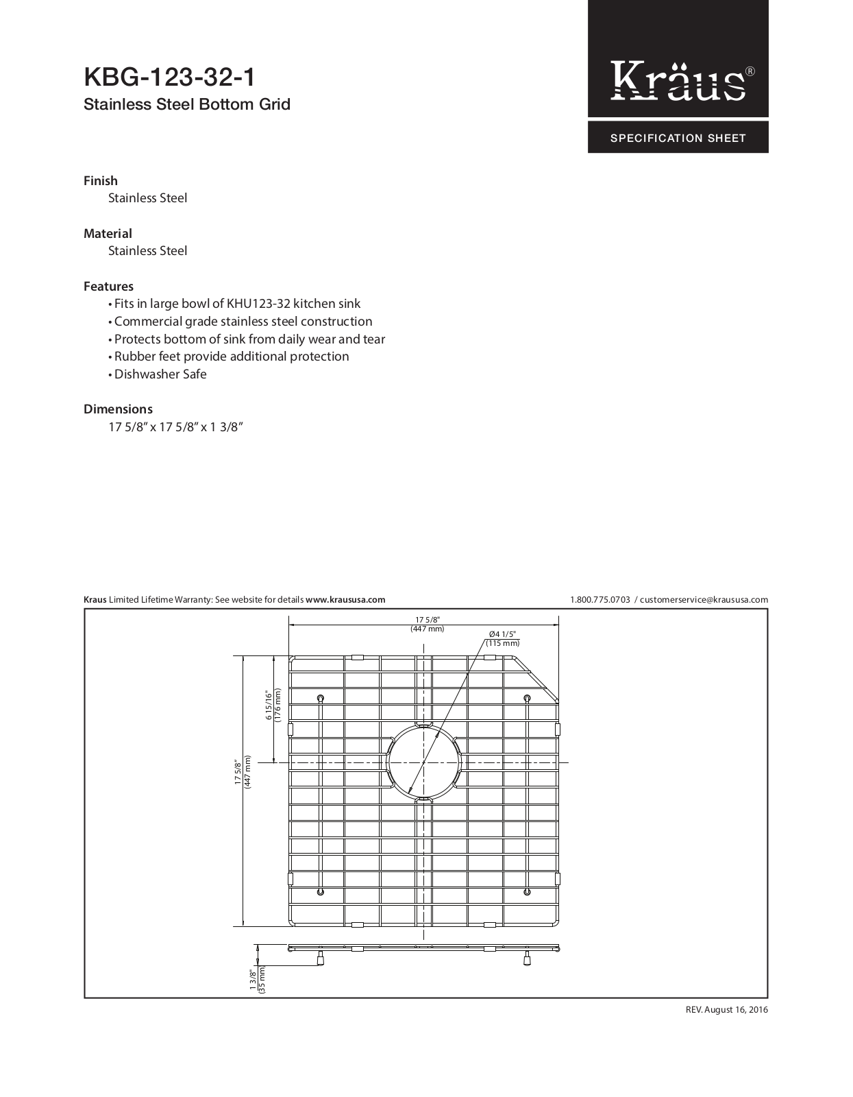 Kraus KUS1821 Specifications & Dimensions - ManualMachine.com