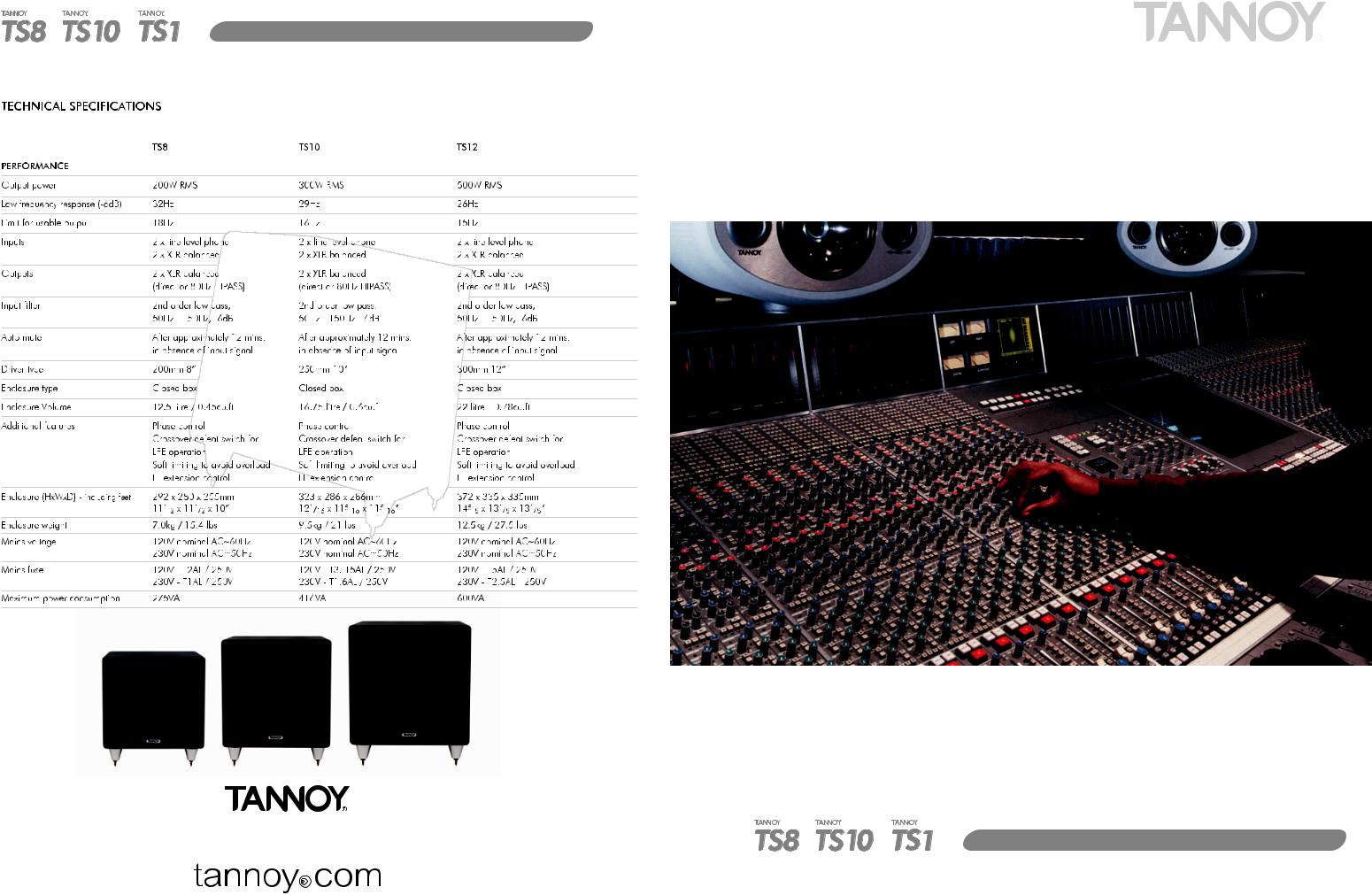 Tannoy TS8 Manual