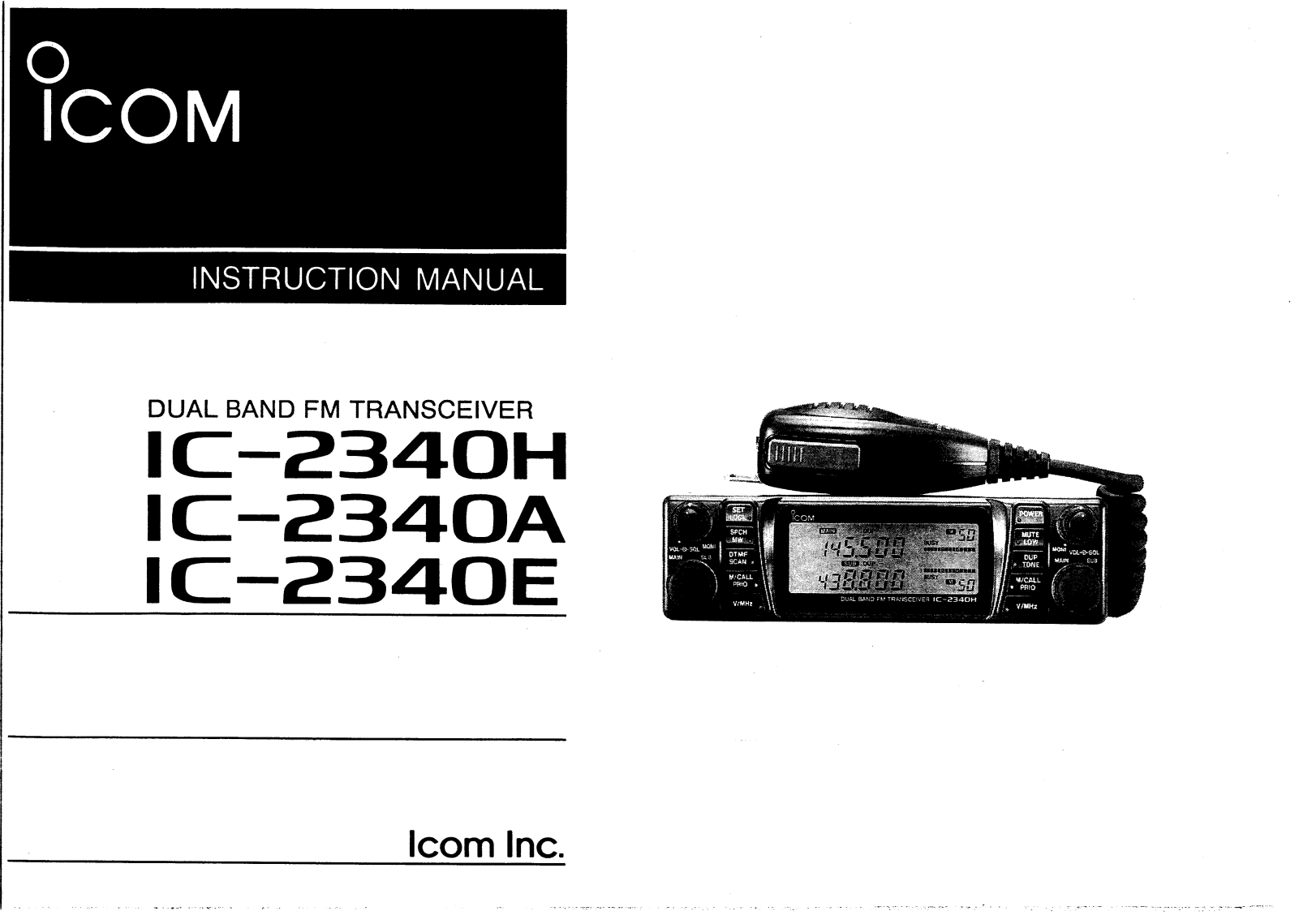 ICOM IC-2340A, IC-2340H, IC-2340E User Manual