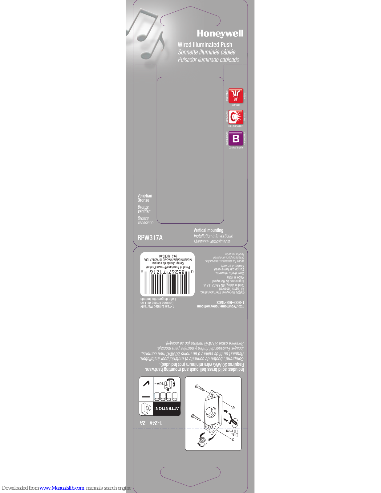 Honeywell RPW317A Instruction Leaflet