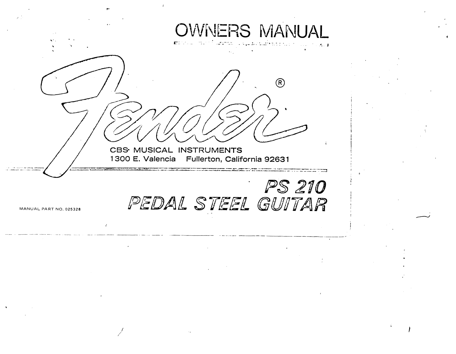 Fender PS 210 User Manual