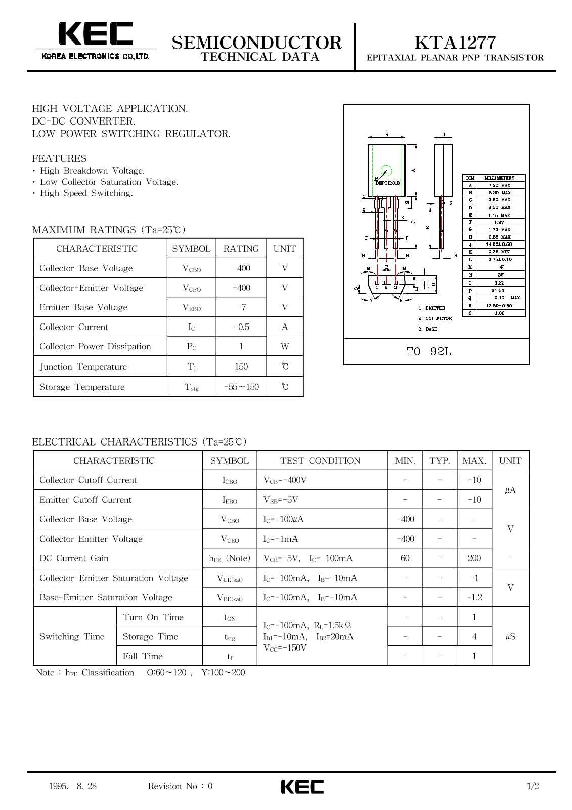 KEC KTA1277 Datasheet