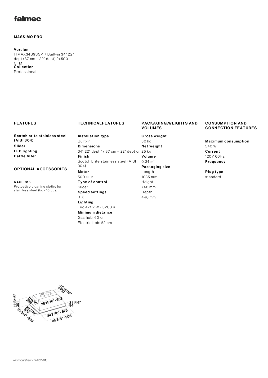 Falmec FIMAX34B9SS1 Specifications - ManualMachine.com