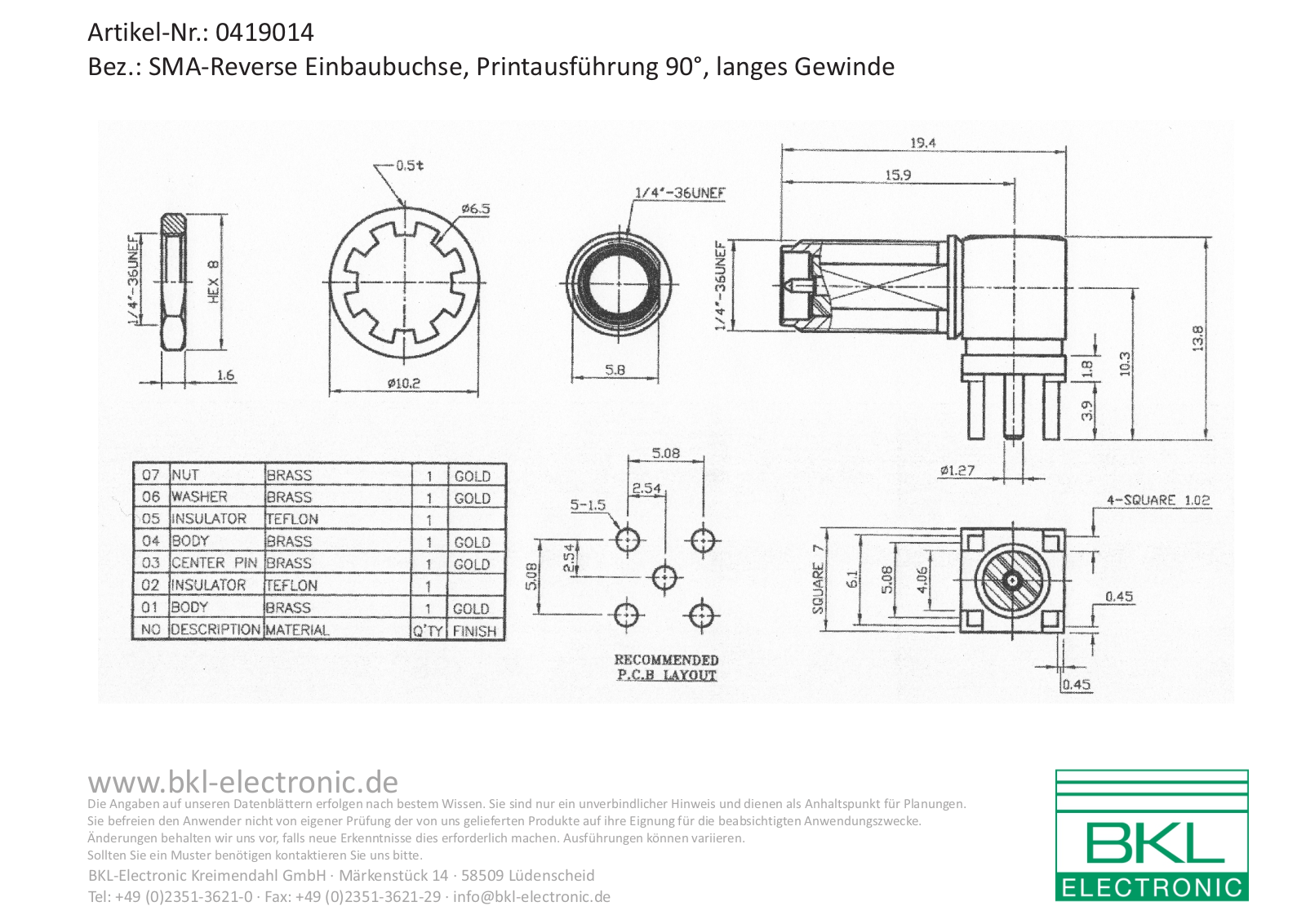 BKL BKL 0419014 Datasheet - ManualMachine.com