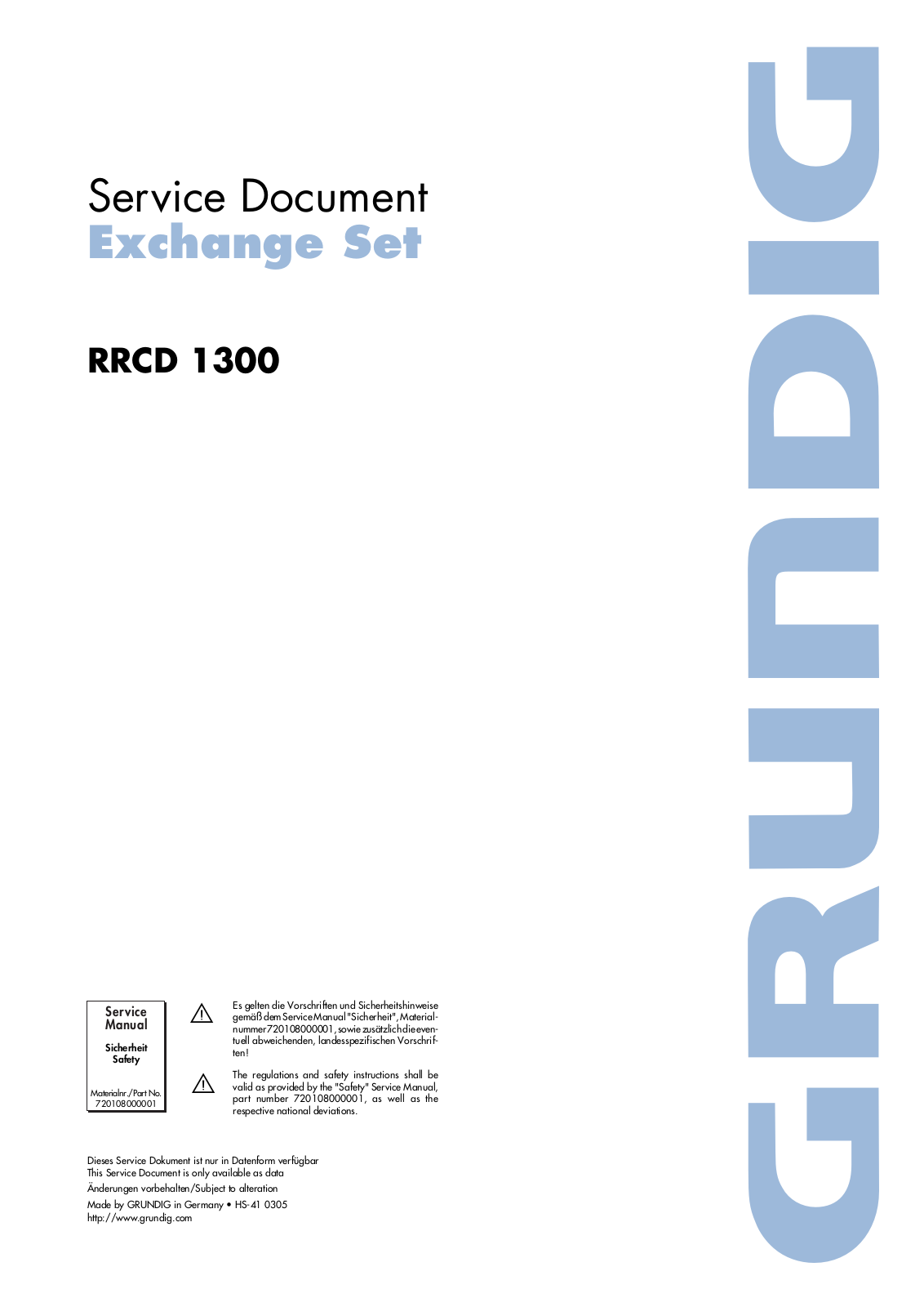 Grundig RRCD-1300 Service Manual