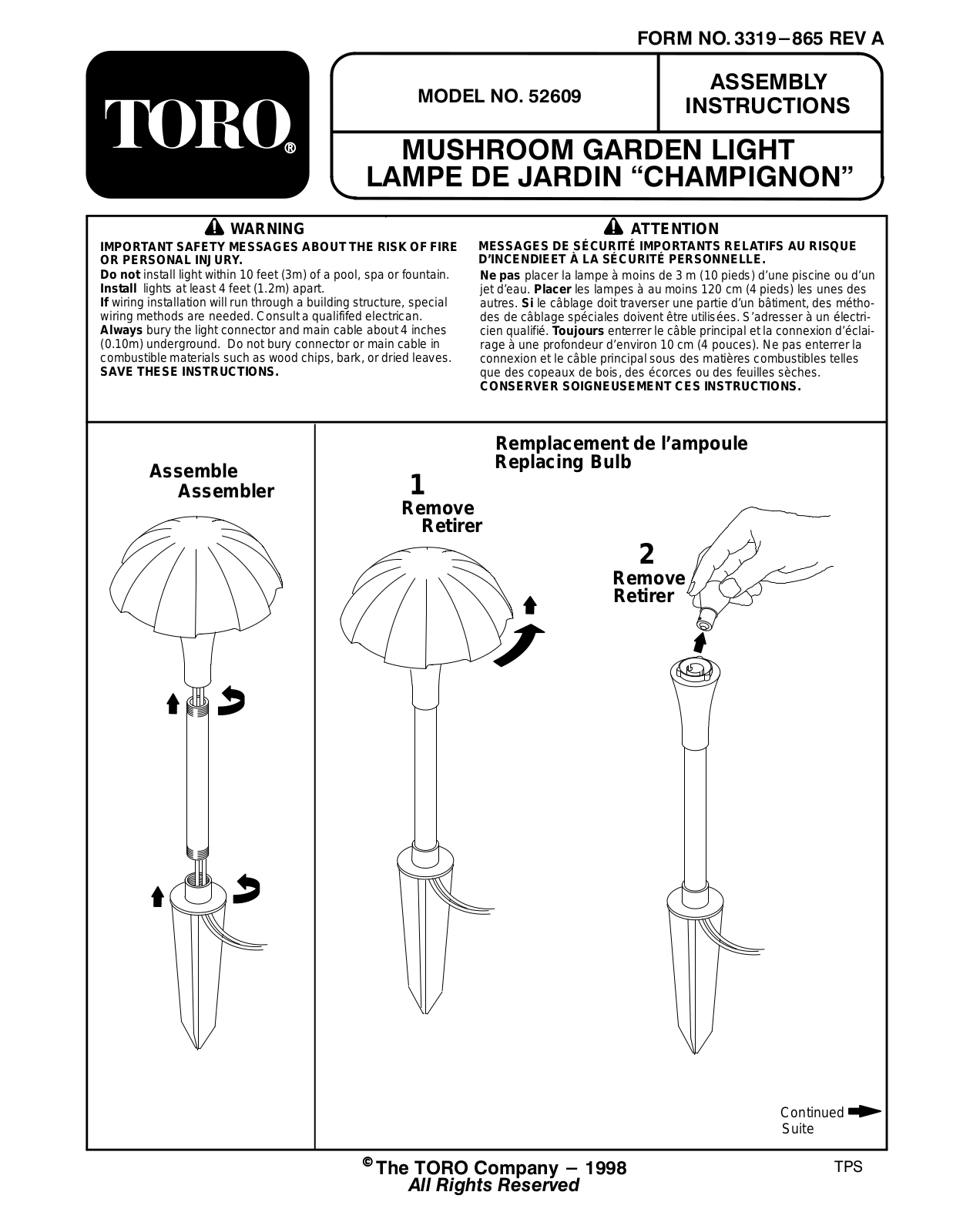 Toro 52609 Installation Instructions