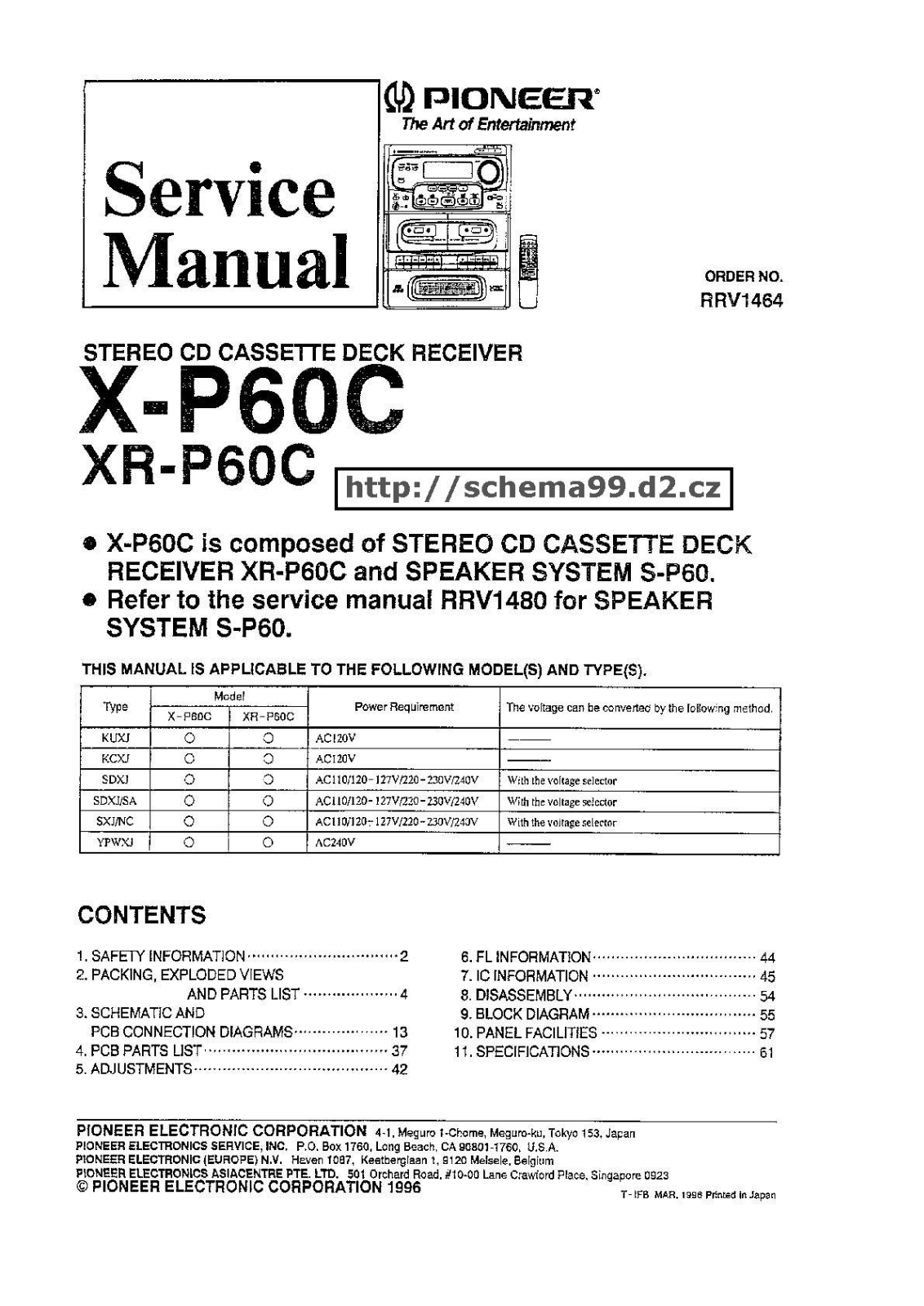 Pioneer XP-60-C, XRP-60-C Service manual