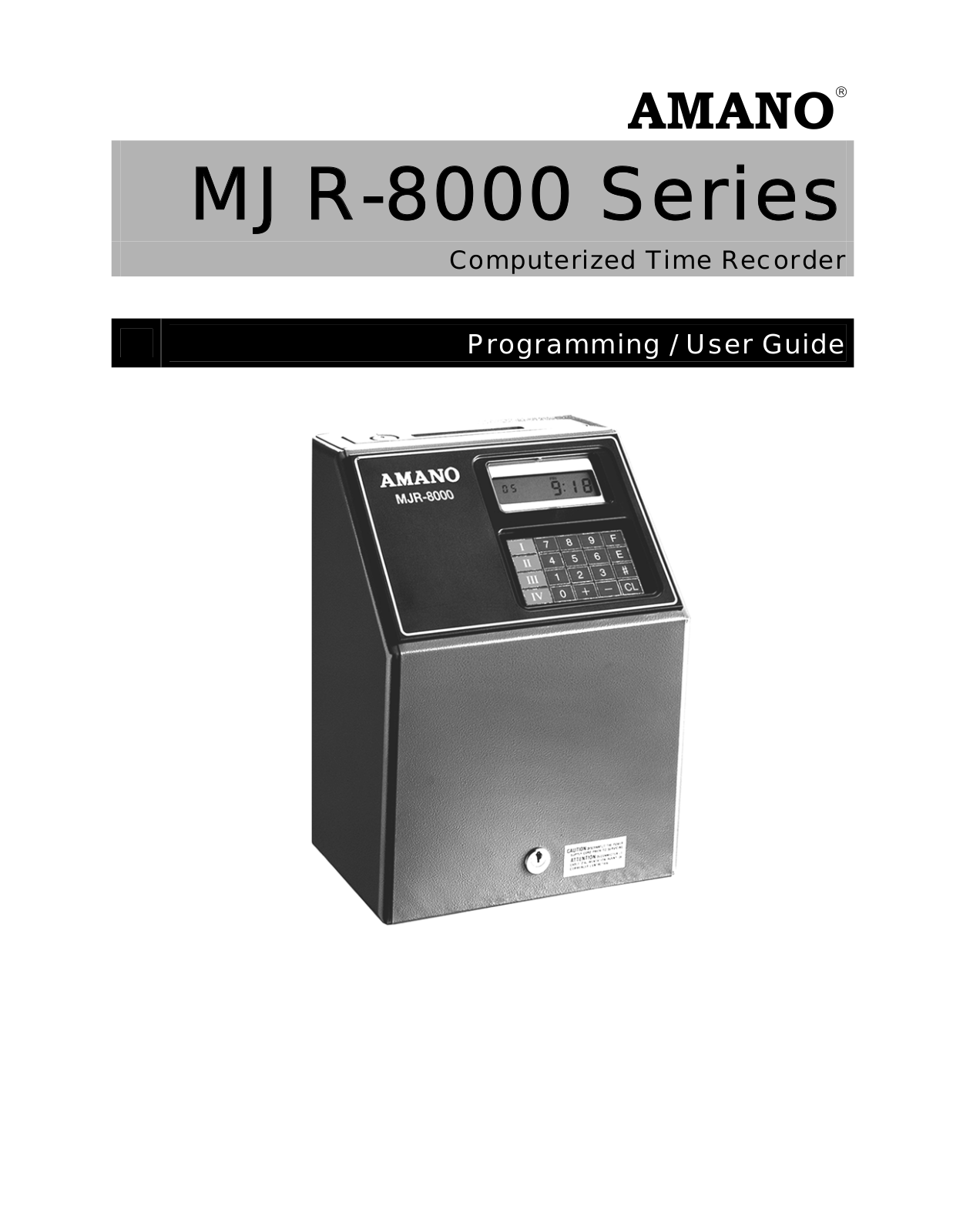 Amano MJR-8000 User Guide