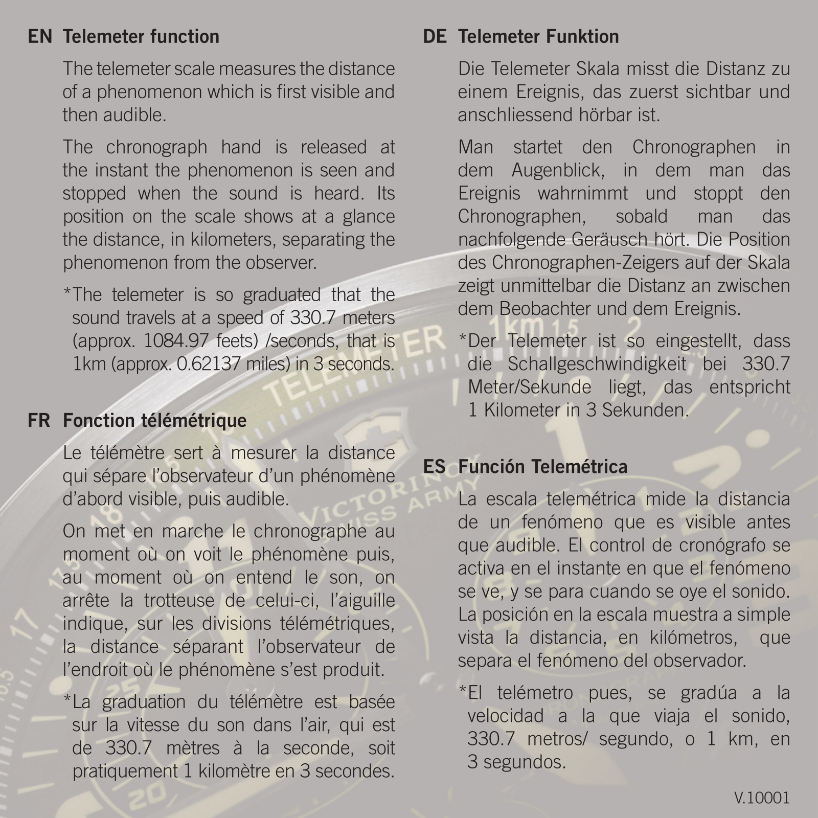 VICTORINOX SWISS ARMY TELEMETER User Manual